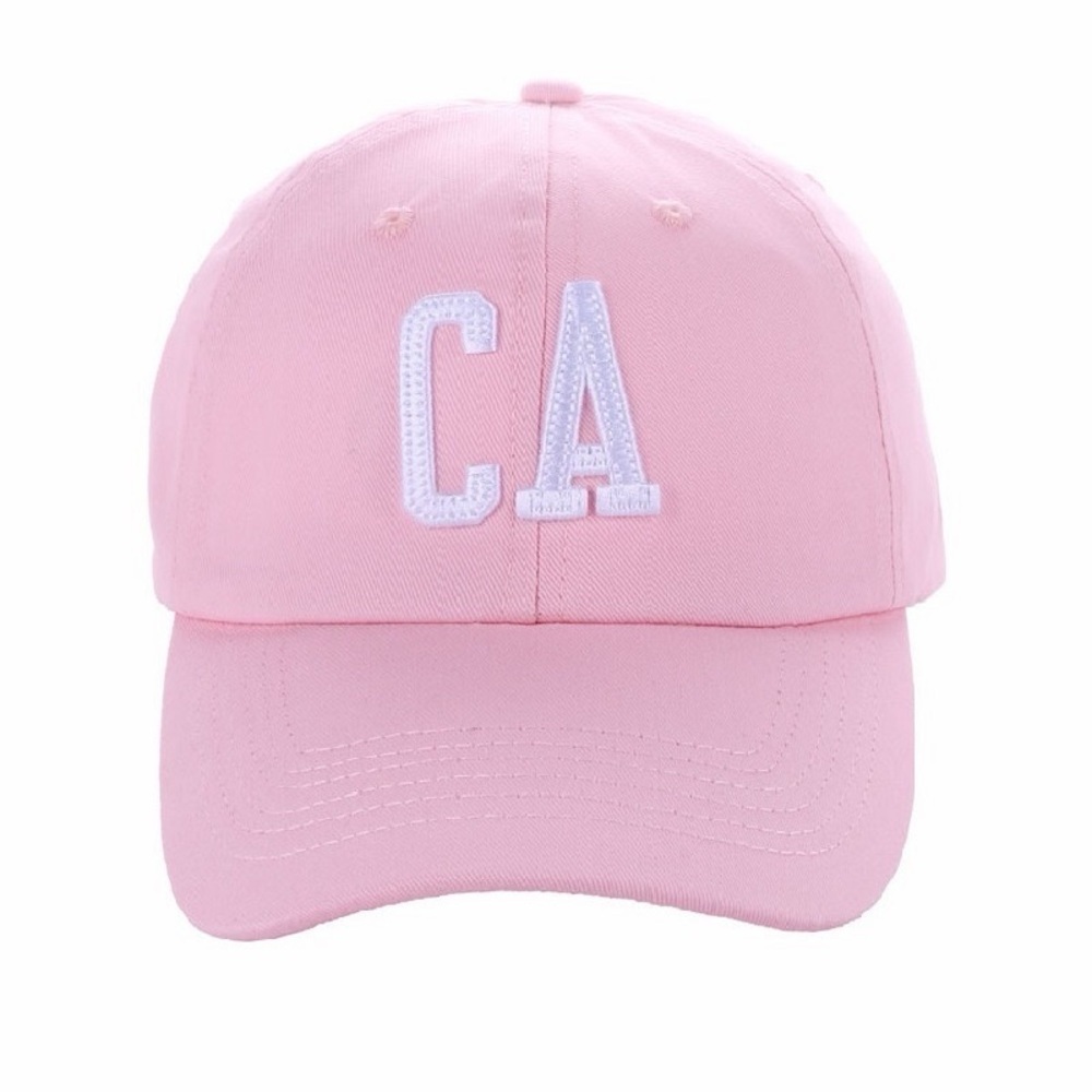 California Embroidered Cotton Baseball Cap - Pink